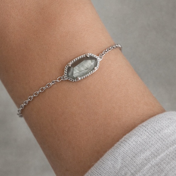 Kendra Scott Jewelry - NWT KENDRA SCOTT Elaina Adjustable Chain Bracelet - Slate Gray & Silver